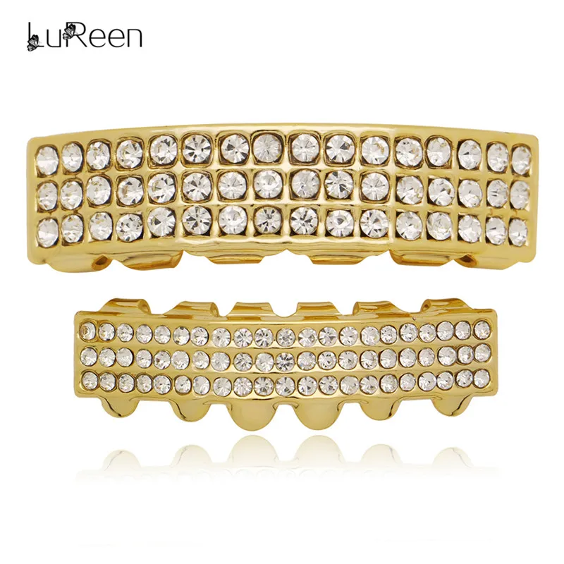 LuReen Hip Hop 3 Row Rhinestone Teeth Grillz Top Bottom Dental Grills Set Gold Silver Color Tooth Caps Fashion Jewelry Gift
LuReen Hip Hop 3 Row Rhinestone Teeth Grillz Top Bottom Dental Grills Set Gold Silver Color Tooth Caps Fashion Jewelry Gift