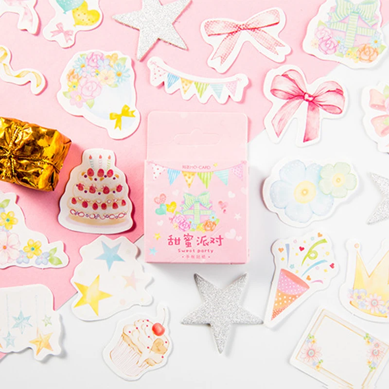 45pcs/box Sweet party sticker adhesive Paper Sticker Decoration diy Handmade Gift Card photo album Scrapbooking Sticker
45pcs/box Sweet party sticker adhesive Paper Sticker Decoration diy Handmade Gift Card photo album Scrapbooking Sticker
