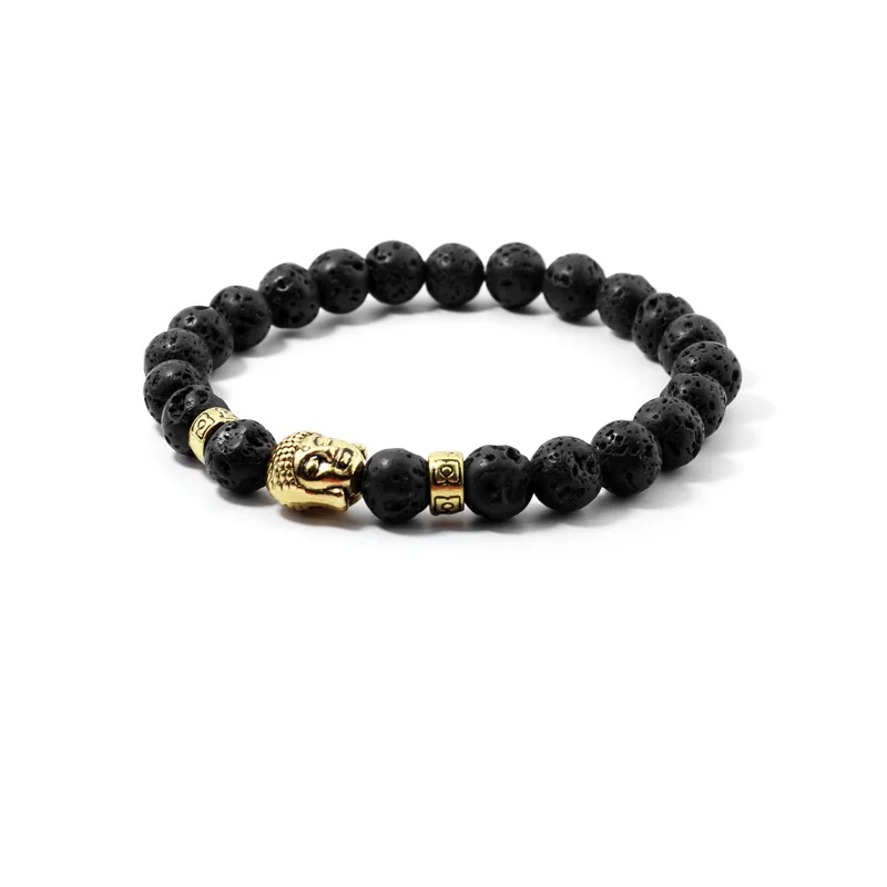 10pcs/lot 8mm Natural Beaded Black Tibetan gold and silver Buddha Head volcanic rock Bracelets for Men and women Lava Yoga Gift
10pcs/lot 8mm Natural Beaded Black Tibetan gold and silver Buddha Head volcanic rock Bracelets for Men and women Lava Yoga Gift