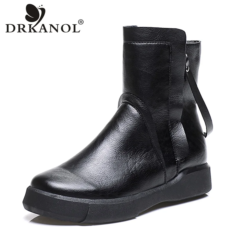 DRKANOL New Design Vintage PU Leather Flat Ankle Boots Women Winter Warm Shoes Double Zipper Round Toe Women Short Boots H6096
DRKANOL New Design Vintage PU Leather Flat Ankle Boots Women Winter Warm Shoes Double Zipper Round Toe Women Short Boots H6096