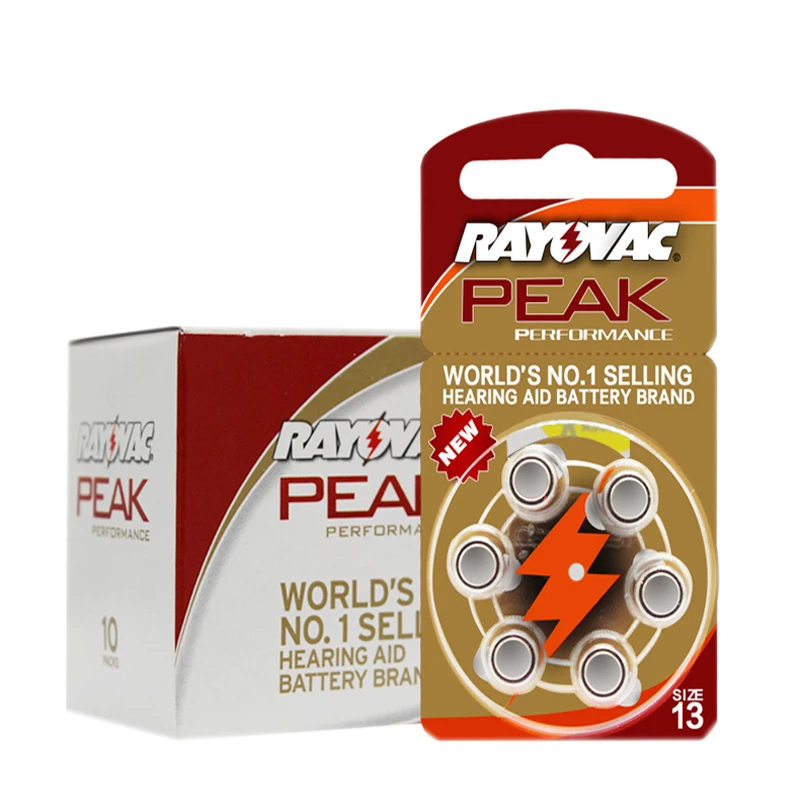 30 Pcs Rayovac Peak Zinc Air Hearing Aid Batteries 13A A13 13A 13 P13 PR48 Battery for BTE Hearing aids Ear care