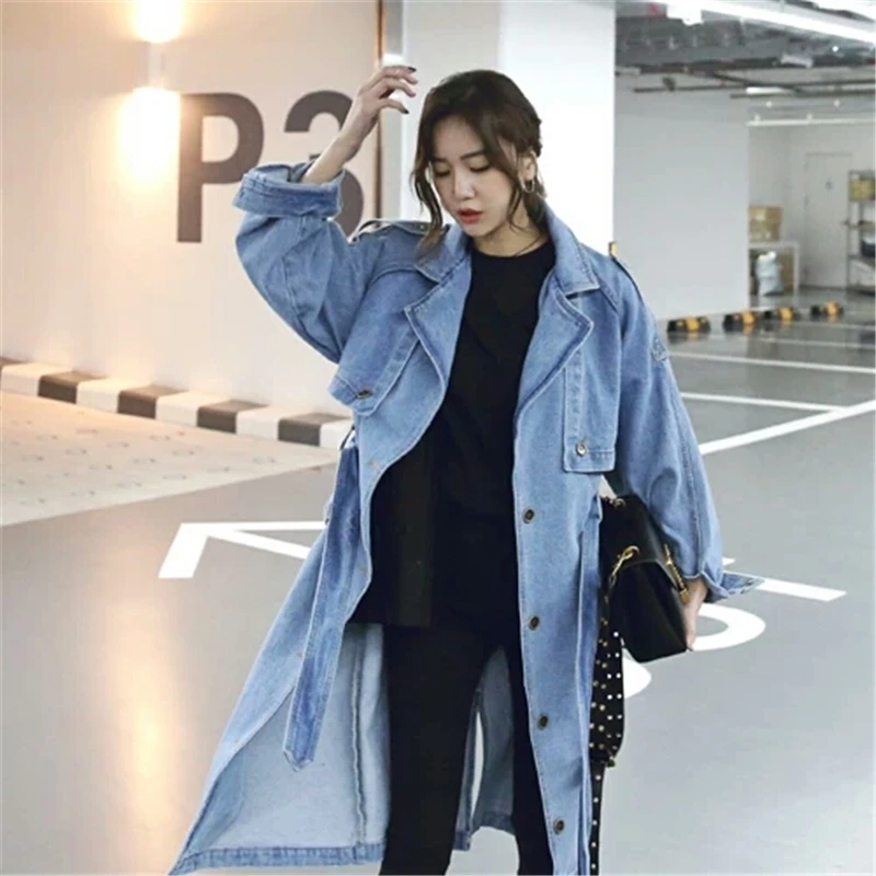 2021 New loose thin denim windbreaker long coat fashion slim belt single-breasted commuter windbreaker B097
2021 New loose thin denim windbreaker long coat fashion slim belt single-breasted commuter windbreaker B097