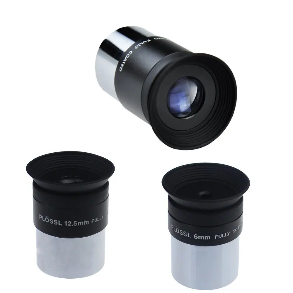 6mm 12.5mm 20mm 1.25inch Plossl Telescope Eyepiece Set 4 element Plossl Design Threaded for Standard 1.25inch Astronomy Filters
6mm 12.5mm 20mm 1.25inch Plossl Telescope Eyepiece Set 4 element Plossl Design Threaded for Standard 1.25inch Astronomy Filters