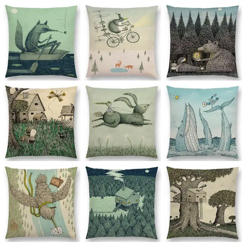 Горячая Распродажа Чехол на подушку чехол для подушки с изображением сказок леса