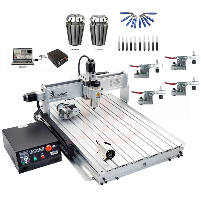 1.5KW 2.2KW USB 8060 CNC Router 1500W 2200W 4 Axis Metal Engraving Milling Machine for Woodworking Cutting Tools
1.5KW 2.2KW USB 8060 CNC Router 1500W 2200W 4 Axis Metal Engraving Milling Machine for Woodworking Cutting Tools