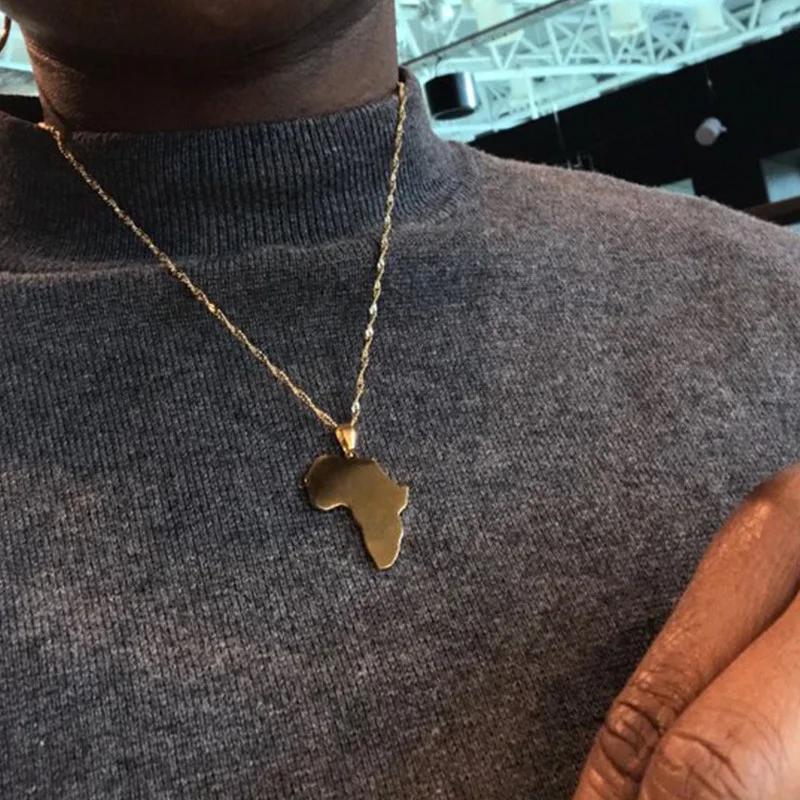 

2019 Classic Africa Map Pendant Necklace Women Men Gold/Silver Color Ethiopian Jewelry Wholesale African Maps Hiphop Accessary