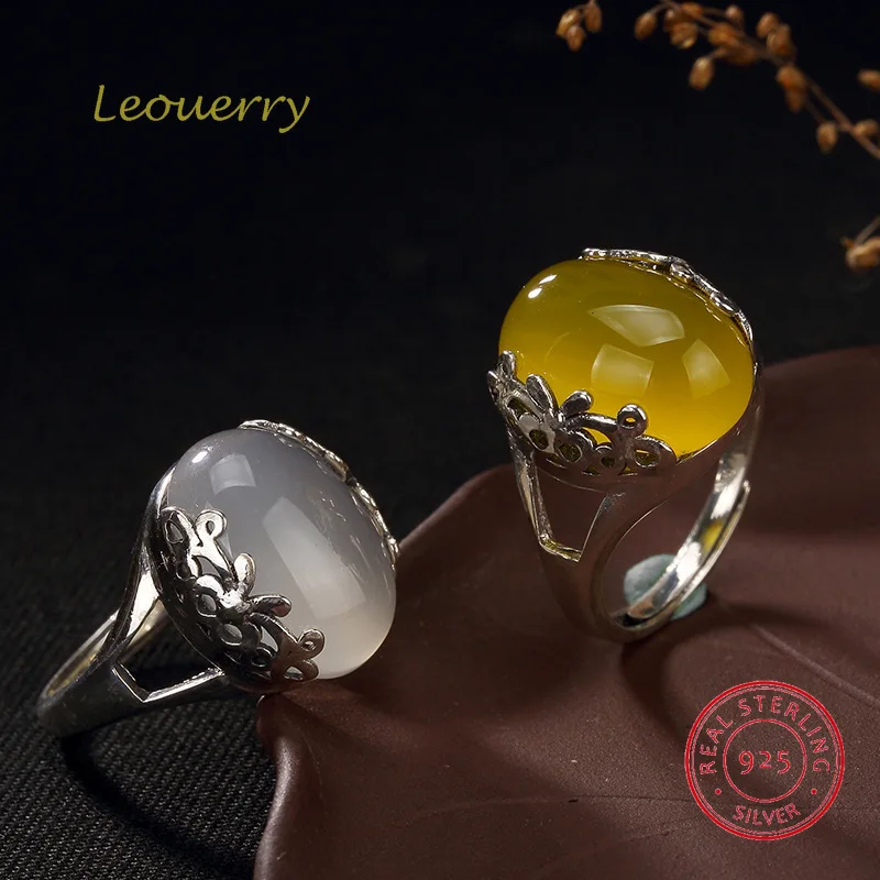 Leouerry 925 Sterling Silver Vintage Yellow White Chalcedony Agate Ring Original Simple Elegant Rings for Women Fine Jewelry
Leouerry 925 Sterling Silver Vintage Yellow White Chalcedony Agate Ring Original Simple Elegant Rings for Women Fine Jewelry