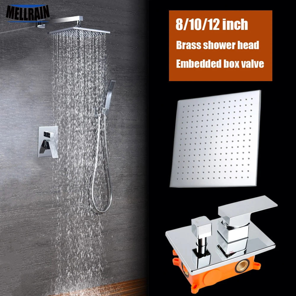 Bathroom 2 functions rainfall shower system set brass square 8 10 12 inch shower head chrome bathroom bath faucet embedded box
Bathroom 2 functions rainfall shower system set brass square 8 10 12 inch shower head chrome bathroom bath faucet embedded box