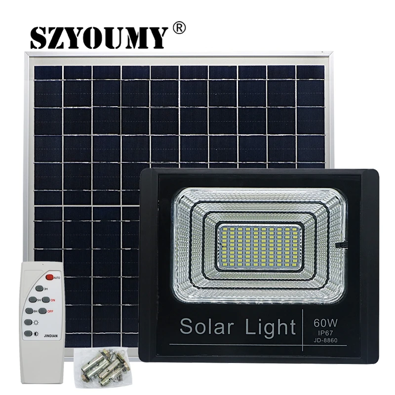 

SZYOUMY 5pcs Solar LED Light Spotlight 10W/25W/40W/60W/100W Light Control Floodlight Street Lamp Waterproof IP67 With Remote