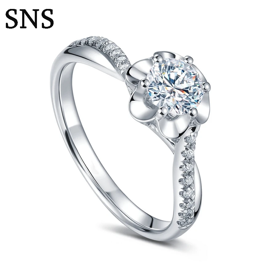 

Твердое 14-каратное Белое золото (AU585) 0.3CT сертифицированное H/SI круглое кольцо с натуральными бриллиантами для свадьбы для женщин, Трендовое ...