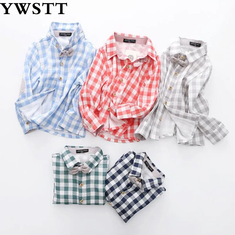 YWSTT Casual Boys Shirts Turn-down Collar Cotton Plaid Full Sleeve Shirts 2018 New Boys Bow School Blouses Baby Clothing
YWSTT Casual Boys Shirts Turn-down Collar Cotton Plaid Full Sleeve Shirts 2018 New Boys Bow School Blouses Baby Clothing