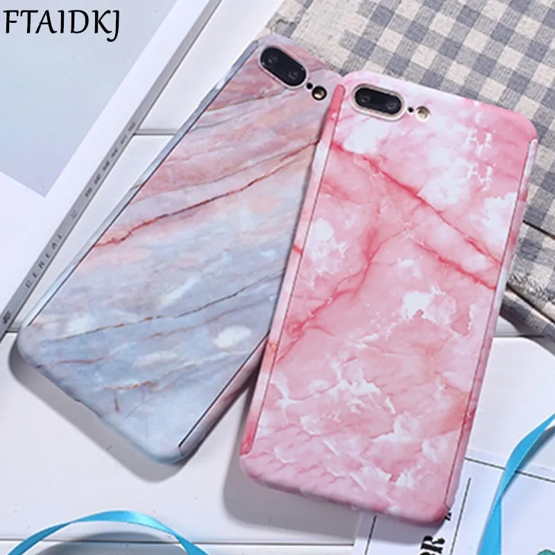 FTAIDKJ для iPhone 6 6S 7 8 Plus 360 градусов Полная защита мраморная роспись Твердый Чехол SE X