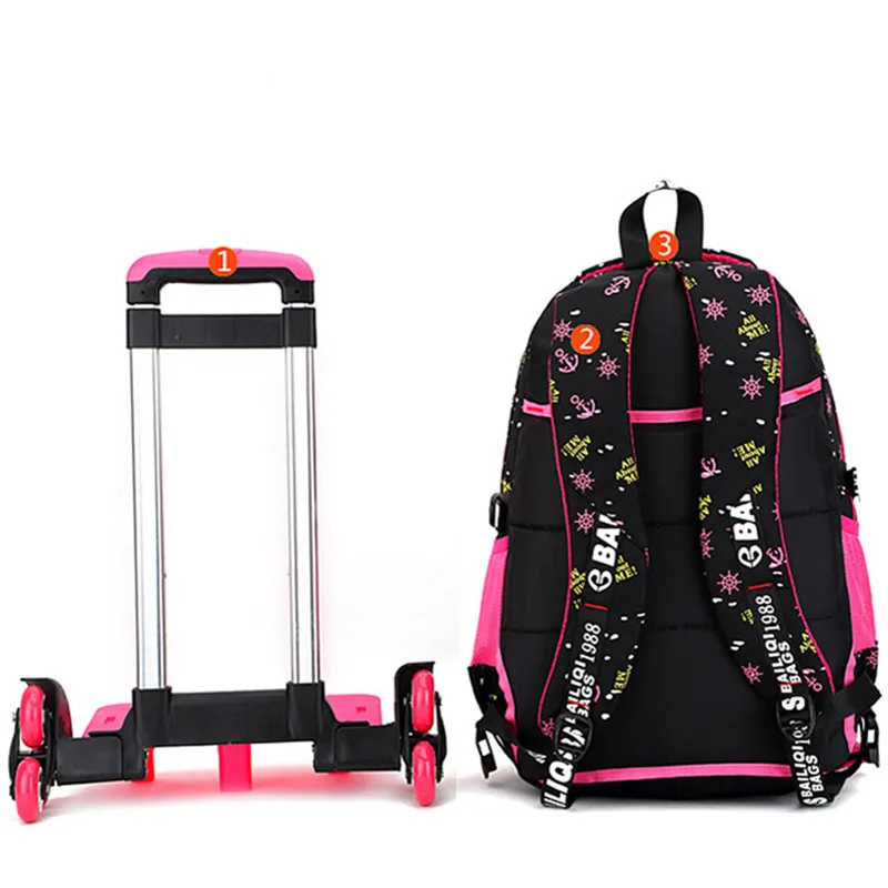 2/6 Wheels high quality girls trolley backpack schoolbag orthopedic bags for children school bag Boys Backpack Shoulders | Багаж и сумки