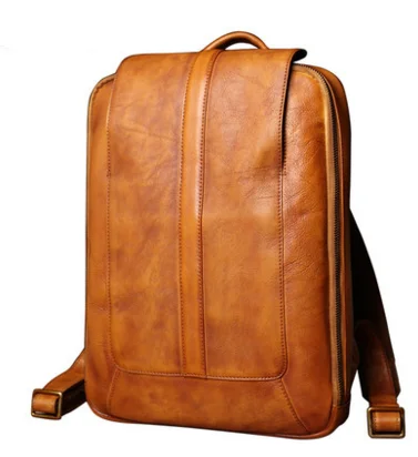 Винтажные рюкзаки из натуральной кожи для мужчин простые повседневные дорожные