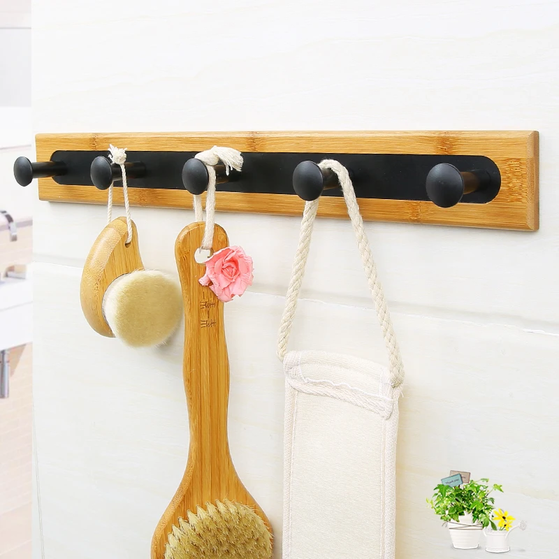 Modern Wall-Mounted Iron with Bamboo 5-Peg Entryway Coat Rack, Towel Rack, Bathroom & Accessories Storage
Modern Wall-Mounted Iron with Bamboo 5-Peg Entryway Coat Rack, Towel Rack, Bathroom & Accessories Storage