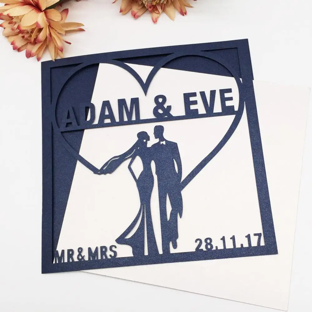 100pcs/lot Custom Name&Date Wedding Invitations Card Bride&Bridegroom Laser Cut Romantic Wedding Invitation Cover
100pcs/lot Custom Name&Date Wedding Invitations Card Bride&Bridegroom Laser Cut Romantic Wedding Invitation Cover