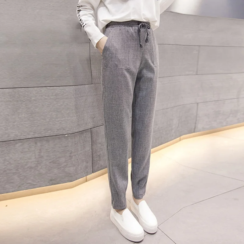 Merched Высокая талия карманы Штаны Женские повседневные короткие шаровары Pantalon