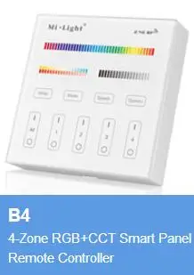 

Milight B1 B2 B3 B4 4-Zone 2.4GHz Wireless Touch Panel Controller RGBW RGB + CCT Brightness Dimming LED Smart Remote Controller