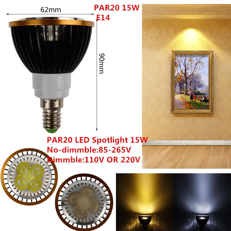 1PCS New LED PAR20 Bulbs 15W P20 E14 Dimmable Bulb Lamp Light Warm White/Cool White/Pure White Led Spotlight Downlight Lighting
1PCS New LED PAR20 Bulbs 15W P20 E14 Dimmable Bulb Lamp Light Warm White/Cool White/Pure White Led Spotlight Downlight Lighting