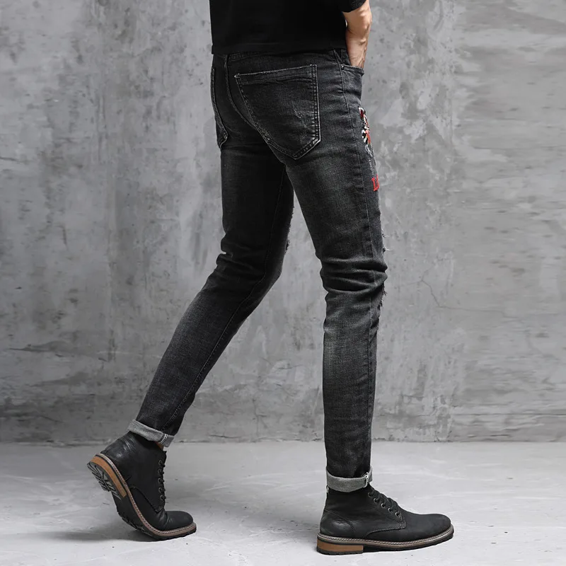 Skinny Jeans Men's Destroyed Slim Fit Frayed Ripped Biker Jeans 2019 Spring Casual StreetWear Embroidery Pencil Pants
Skinny Jeans Men's Destroyed Slim Fit Frayed Ripped Biker Jeans 2019 Spring Casual StreetWear Embroidery Pencil Pants