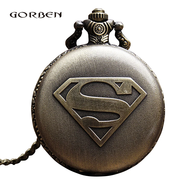 Vintage Bronze Pocket Watch 2020 Super Hero Men Necklace Chain pendent Retro Bronze Quartz Pocket watches Gifts Relogio De Bolso
Vintage Bronze Pocket Watch 2020 Super Hero Men Necklace Chain pendent Retro Bronze Quartz Pocket watches Gifts Relogio De Bolso