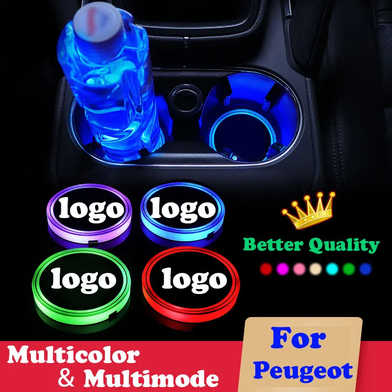 Автомобильный световой подстаканник 2X для Peugeot 2008 3008 208 206 207 307 508 Partner Manager Grand Raid
