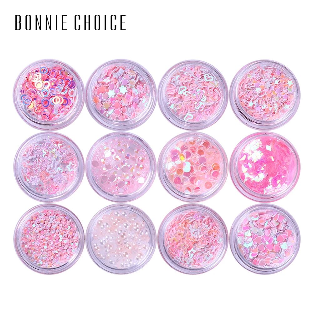 BONNIE CHOICE 12 коробок Блестки для глаз смешанные чешуйчатые массивные ногти лица