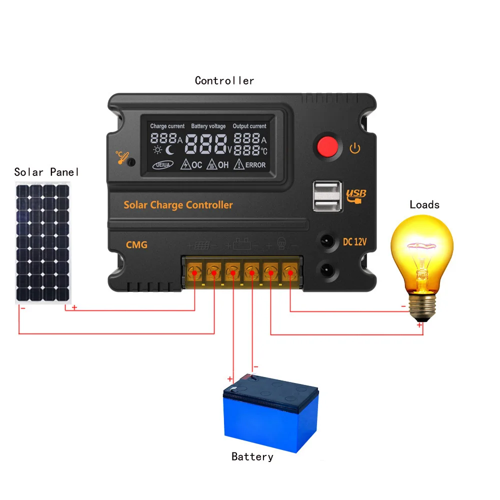 10 А 12 В 24 ЖК Контроллер заряда солнечной батареи регулятор панели автоматический