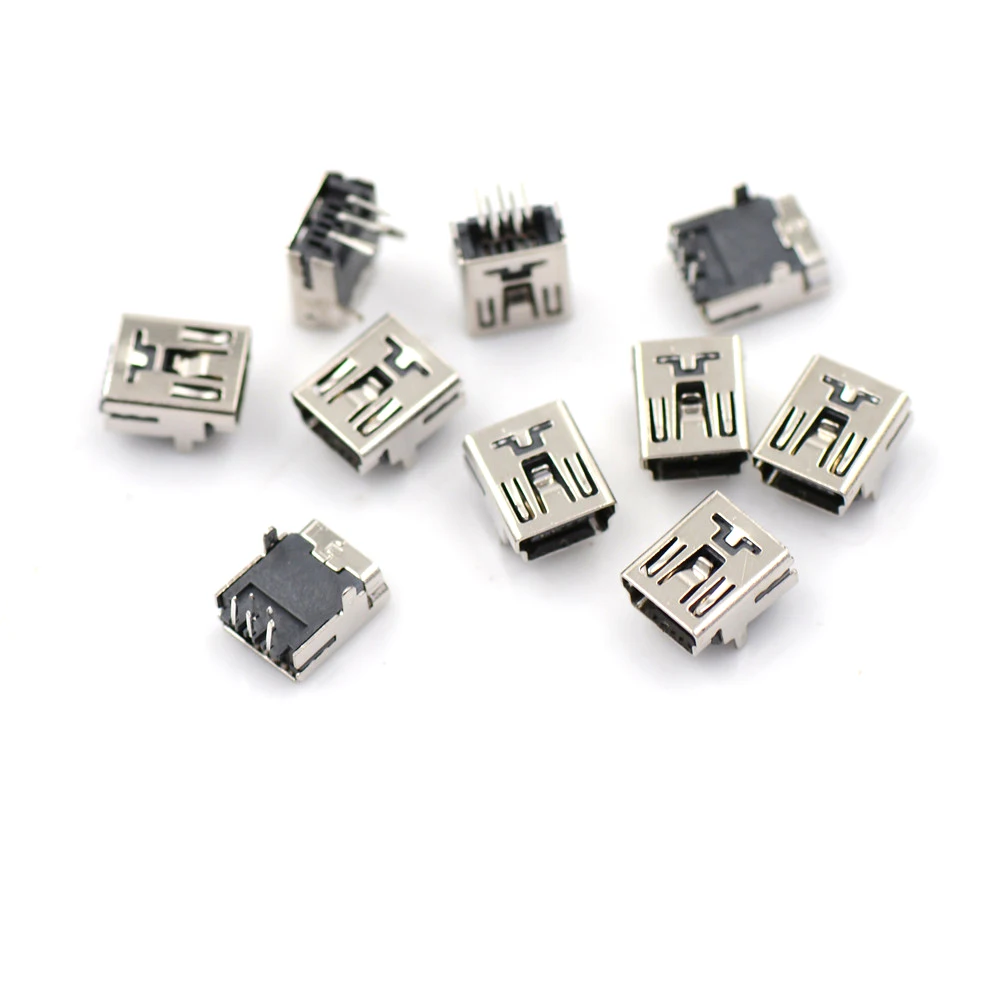ZLinKJ 10 шт. мини USB разъем 90 градусов фронтальная 2 фута 5 контактный Micro для