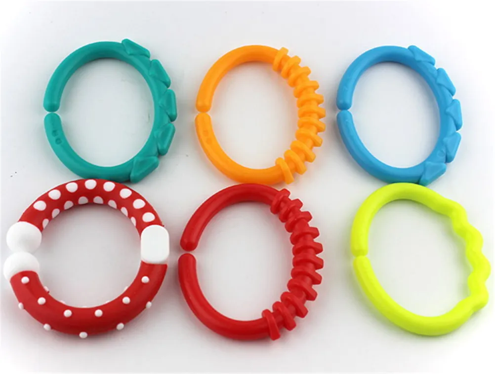 6 шт. милые разноцветные радужные кольца детская игрушка-прорезыватель кроватка