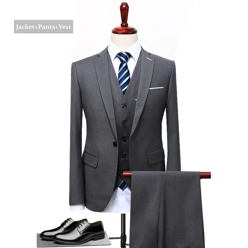 Black Blue Gray Suit Men Slim Fit Groom Wedding Suit Brand Clothing High Quality Formal Business Suits
Black Blue Gray Suit Men Slim Fit Groom Wedding Suit Brand Clothing High Quality Formal Business Suits