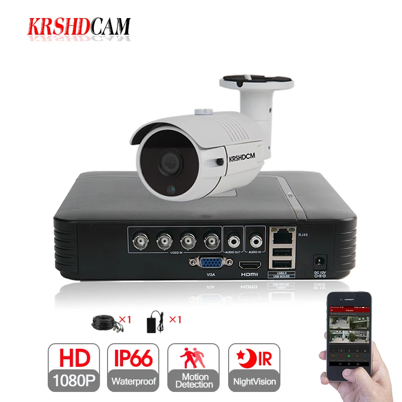 KRSHDCAM 1CH AHD KIS 1080N 5в1 DVR 1 шт. 3000TVL CCTV камера водонепроницаемая наружная безопасности