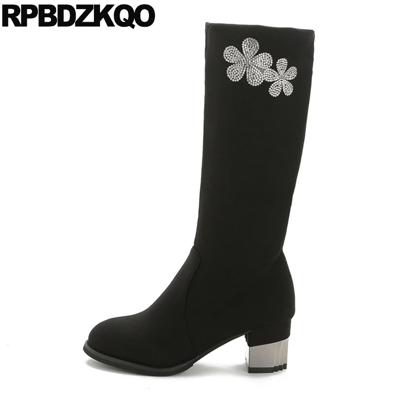 Cheap Chunky Black High Heel Suede Rhinestone Slim Stretch Shoes Fall Crystal Women Boots Winter 2017 Mid Calf Slip On Flower
Cheap Chunky Black High Heel Suede Rhinestone Slim Stretch Shoes Fall Crystal Women Boots Winter 2017 Mid Calf Slip On Flower
