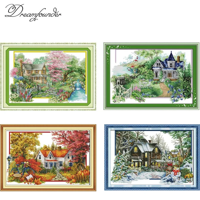 4 SEASON house cross stitch kit aida 14ct 11ct count print canvas hand sew cross-stitching embroidery DIY handmade needlework
4 SEASON house cross stitch kit aida 14ct 11ct count print canvas hand sew cross-stitching embroidery DIY handmade needlework