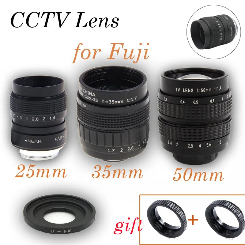 Fujian 3in1 25mm F1.4 35mm f1.7 50mm Movie CCTV Lens C-FX Mount Ring KIT for Fuji Fujifilm X-E2 X-E1 X-Pro1 X-M1 X-A2 X-A1 X-T1
Fujian 3in1 25mm F1.4 35mm f1.7 50mm Movie CCTV Lens C-FX Mount Ring KIT for Fuji Fujifilm X-E2 X-E1 X-Pro1 X-M1 X-A2 X-A1 X-T1