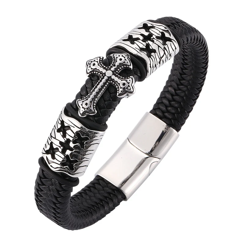 Classic Handmade Leather Rope Chain Weave Bracelet Men Fashion Magnet Clasp Stainless Steel Wristband Male Punk Jewelry SP0080
Classic Handmade Leather Rope Chain Weave Bracelet Men Fashion Magnet Clasp Stainless Steel Wristband Male Punk Jewelry SP0080