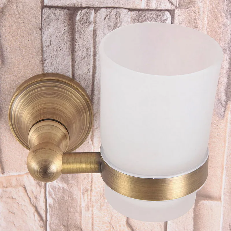 Antique Brass Single Toothbrush Holder With Scrub Glass Cup Wall Mounted Bathroom Accessories aba163
Antique Brass Single Toothbrush Holder With Scrub Glass Cup Wall Mounted Bathroom Accessories aba163