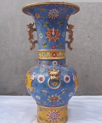 xd 001677 China Regius pure Bronze Gild cloisonne Foo Dog Lion Dragon beast Zun Vase
xd 001677 China Regius pure Bronze Gild cloisonne Foo Dog Lion Dragon beast Zun Vase