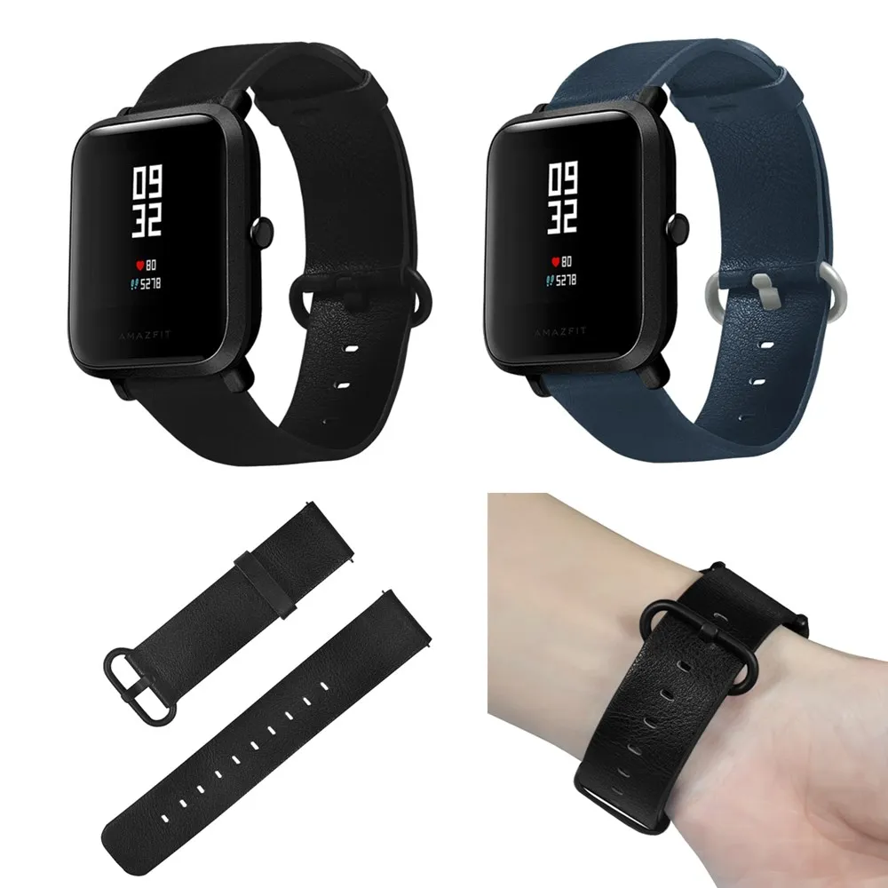 Ремешок из натуральной кожи для Xiaomi Huami Amazfit Bip браслет Молодежные Смарт часы