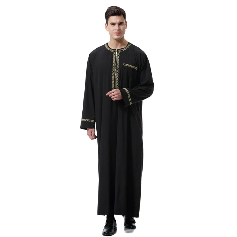 

Ramadan 2019 Fashion Men Robes Muslim Clothing Long Sleeve Arab Dubai Indian Middle East Islamic Man Jubba Thobe Plus Size 3XL