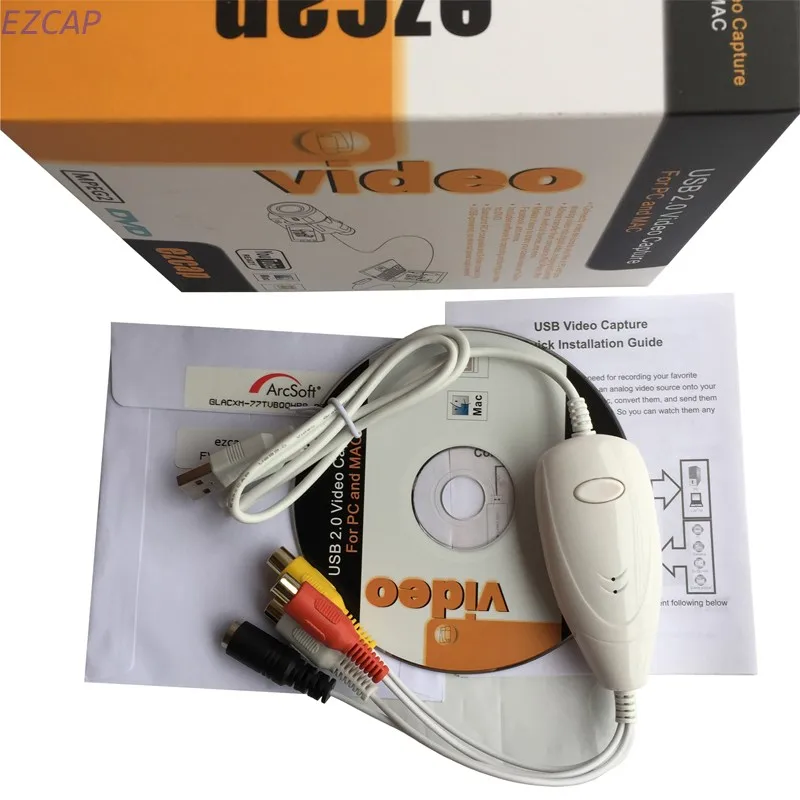 Новинка 2017 vhs к usb2.0 аудио-видео конвертер для MAC Win7 Win8 Win10 с снимок ключ