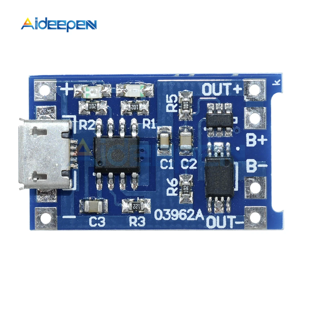 5Pcs 5V 1A 18650 TP4056 Micro USB Lithium Battery Charging Board with Protection Charger Module
5Pcs 5V 1A 18650 TP4056 Micro USB Lithium Battery Charging Board with Protection Charger Module