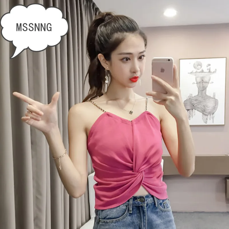MSSNNG Real Shot Новинка лета 2019 модный короткий жилет без рукавов из ледяного шелка