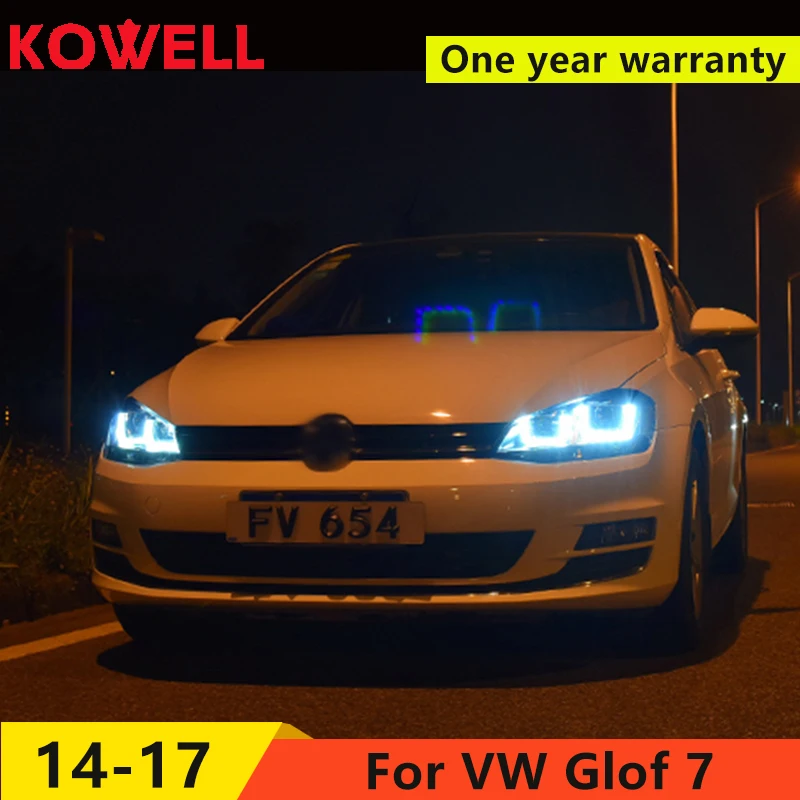 

KOWELL Car Styling For VW Golf7 Headlights Golf 7 MK7 LED Headlight DRL Lens Double Beam H7 HID Xenon bi xenon lens