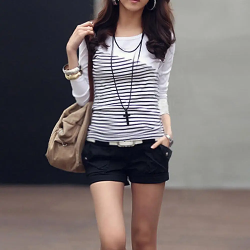 Korean Fashion Spring Women Tshirt Clothing Tops Stripe Print Cotton Long Sleeve Round Neck Casual Loose T-Shirt Slim Fit Top
Korean Fashion Spring Women Tshirt Clothing Tops Stripe Print Cotton Long Sleeve Round Neck Casual Loose T-Shirt Slim Fit Top