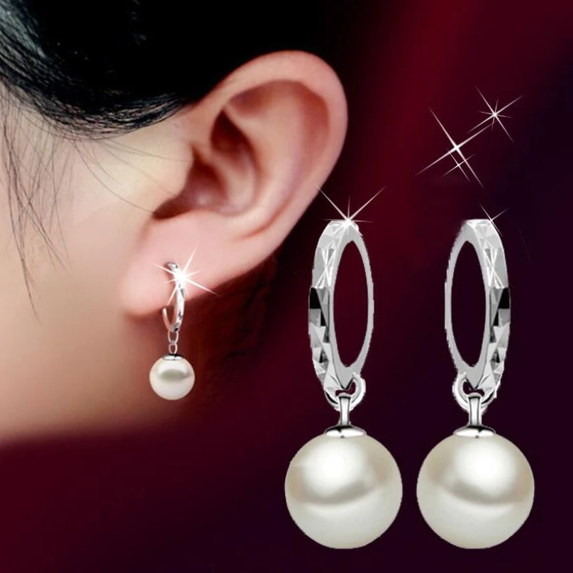 Fashion Simple 925 Silver Simulated Pearl Pendant Hoop Earring For Women Baby Girls ChildSmooth Dangle Elegent Earrings
Fashion Simple 925 Silver Simulated Pearl Pendant Hoop Earring For Women Baby Girls ChildSmooth Dangle Elegent Earrings