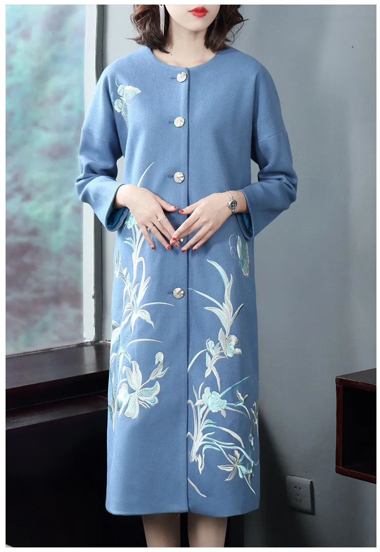 Early Spring original design Chinese style flower Embroidered long slim Single-breasted woolen jacket outerwear for women
Early Spring original design Chinese style flower Embroidered long slim Single-breasted woolen jacket outerwear for women