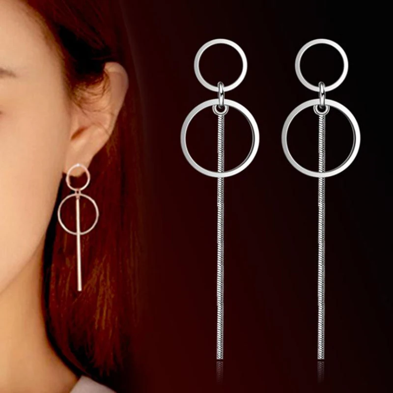 Женские длинные серьги boucle d'oreille SY590 изысканные Простые Модные из стерлингового