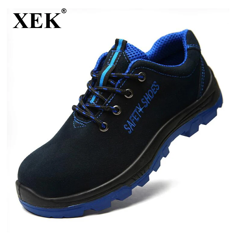 

XEK Men Work Safety Shoes Steel Toe Warm Breathable Men's Casual Boots Puncture Proof Labor Insurance Shoes Large st293