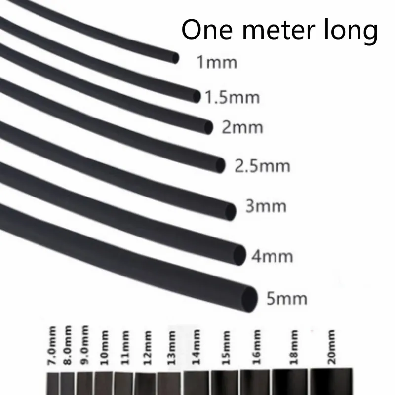 Round Diameter 13mm/14mm/15mm/16mm/18mm/20mm/22mm/25mm Length 1M Heat Shrink Tubing Shrinkable Tube Black Wire Wrap
Round Diameter 13mm/14mm/15mm/16mm/18mm/20mm/22mm/25mm Length 1M Heat Shrink Tubing Shrinkable Tube Black Wire Wrap